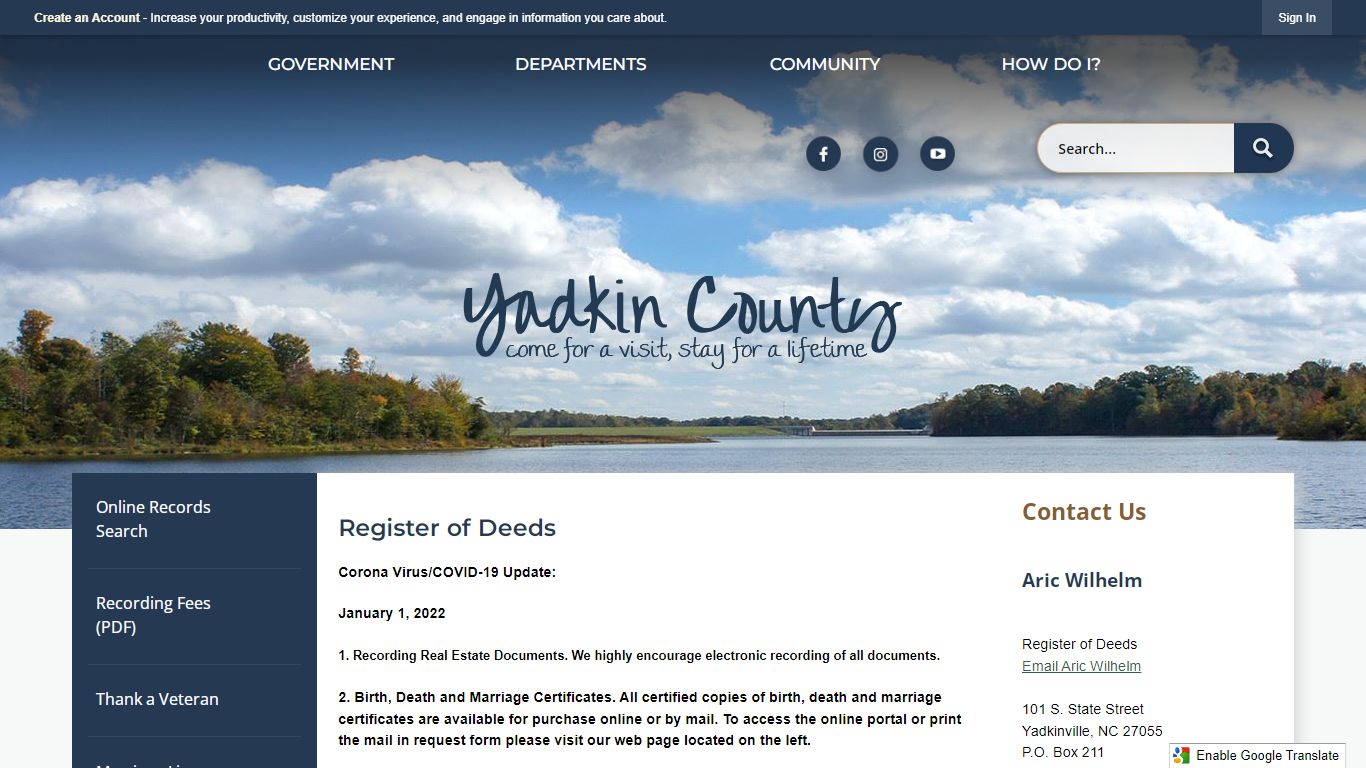 Register of Deeds | Yadkin County, NC - Official Website