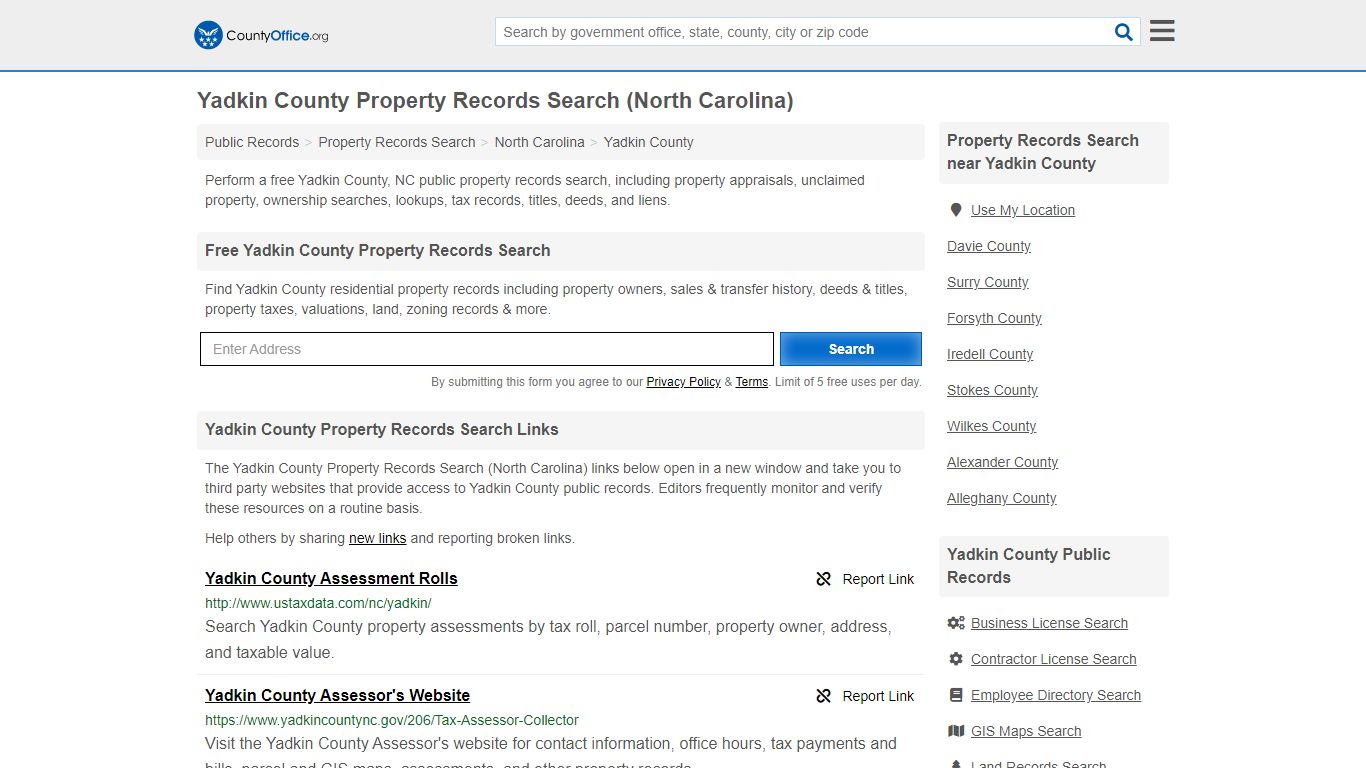 Property Records Search - Yadkin County, NC (Assessments ...